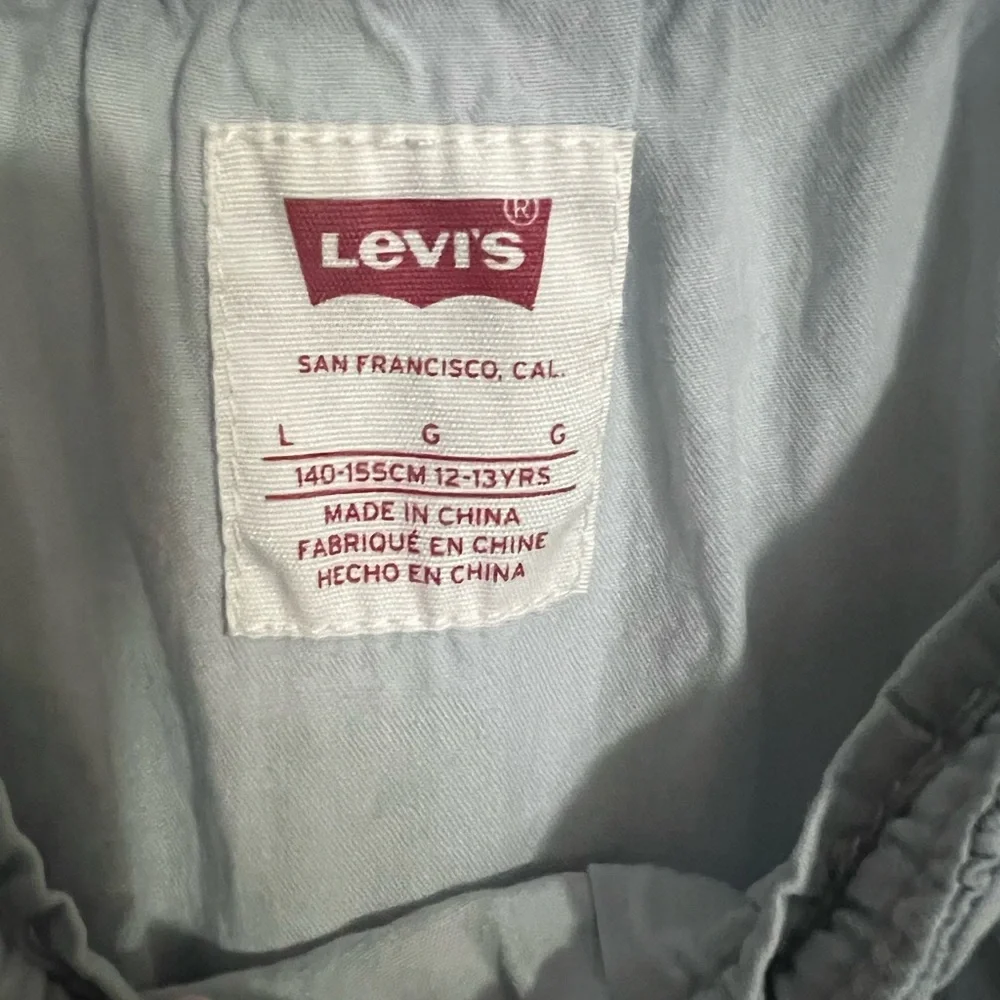 LEVI'S Classic Light Denim Chambray Ombre‎ Tank Top Dress Blue White Kids Size L